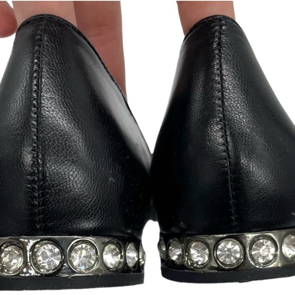MODERN VICE Women's Black Genuine Leather Point Toe Flat Shoe Studded Heel-Sz 6 - Picture 15 of 15